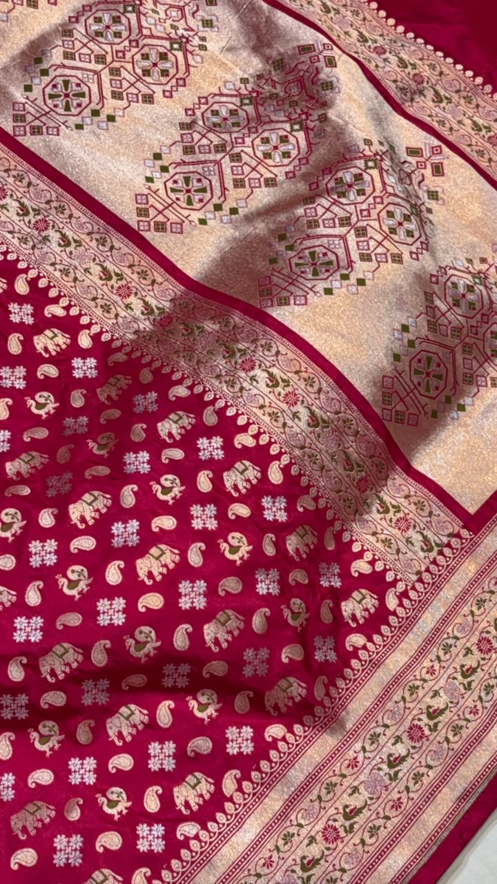 Nita Ambani Inspired Pure Katan Handwoven Banarasi Saree with Silk Mark - Shikargah