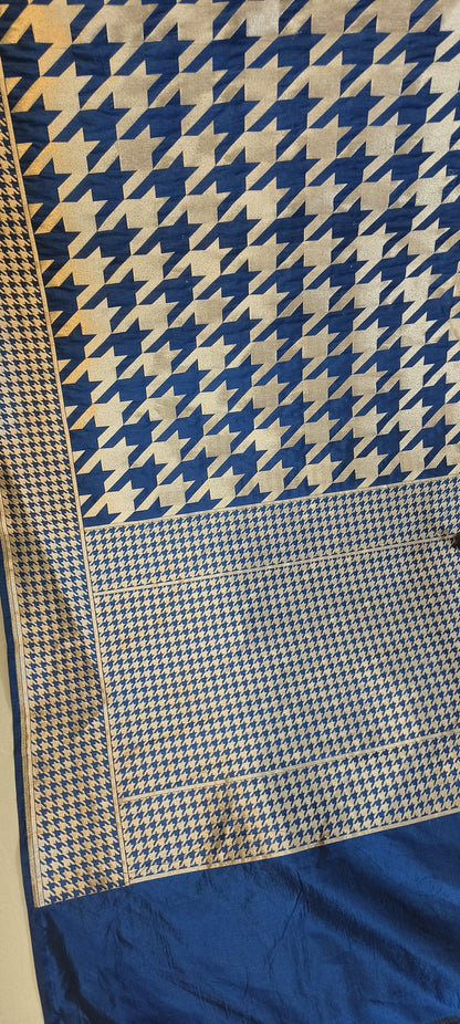 Gold Matrix  Handwoven Mulberry Katan Silk Saree - Made to order