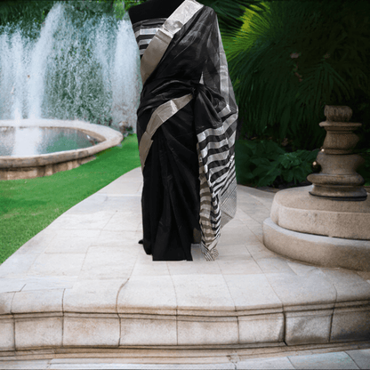 Bollywood Inspired Chanderi Silk - Black Saree