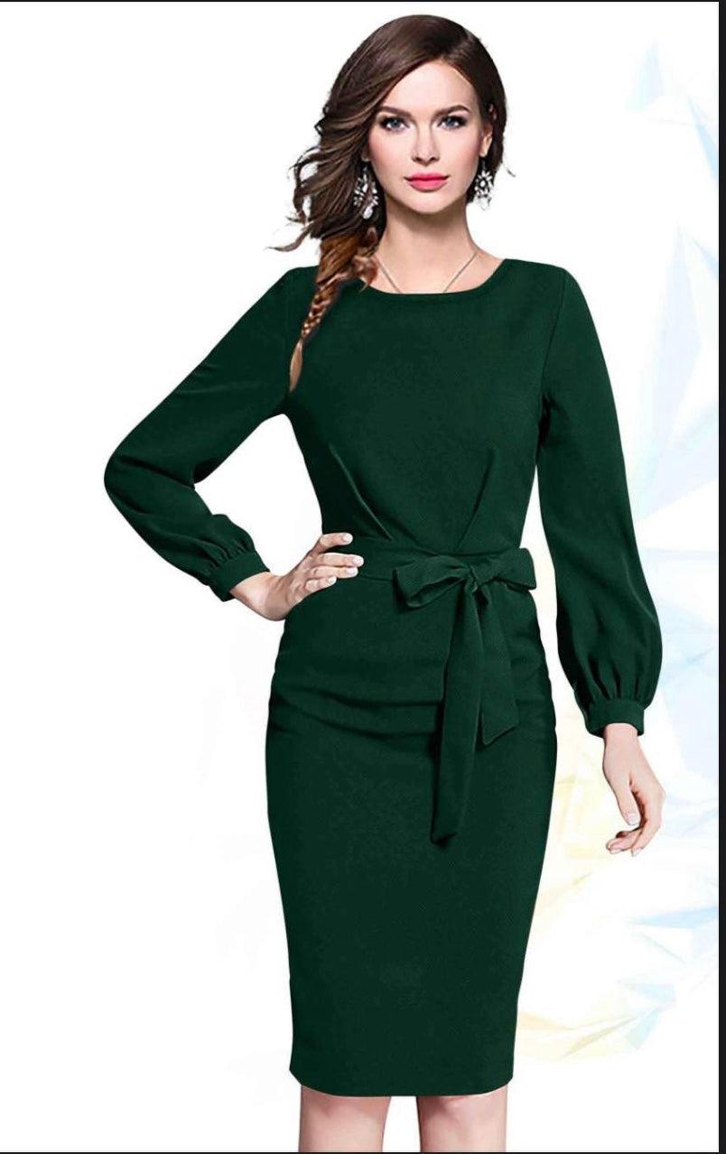 Nadia Long Sleeve Scoop Neck Midi Dress