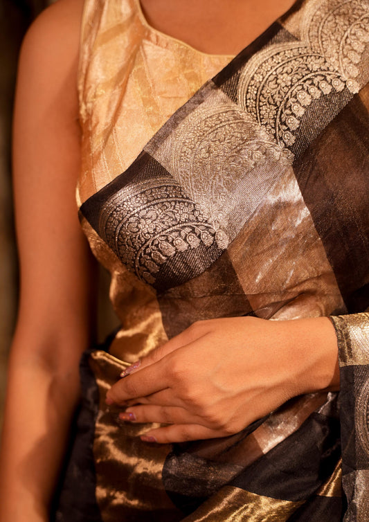 Nazakat – Kora by Tissue Banarasi Silk Saree with Gold & Silver Zari