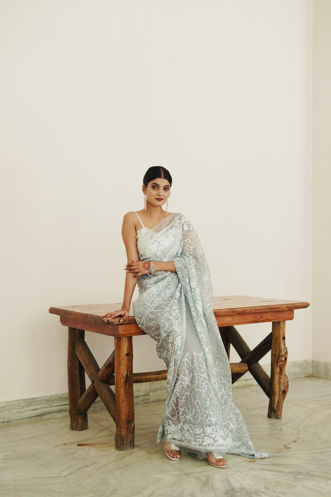 Banarasi  Kora Organza Saree with embroidery