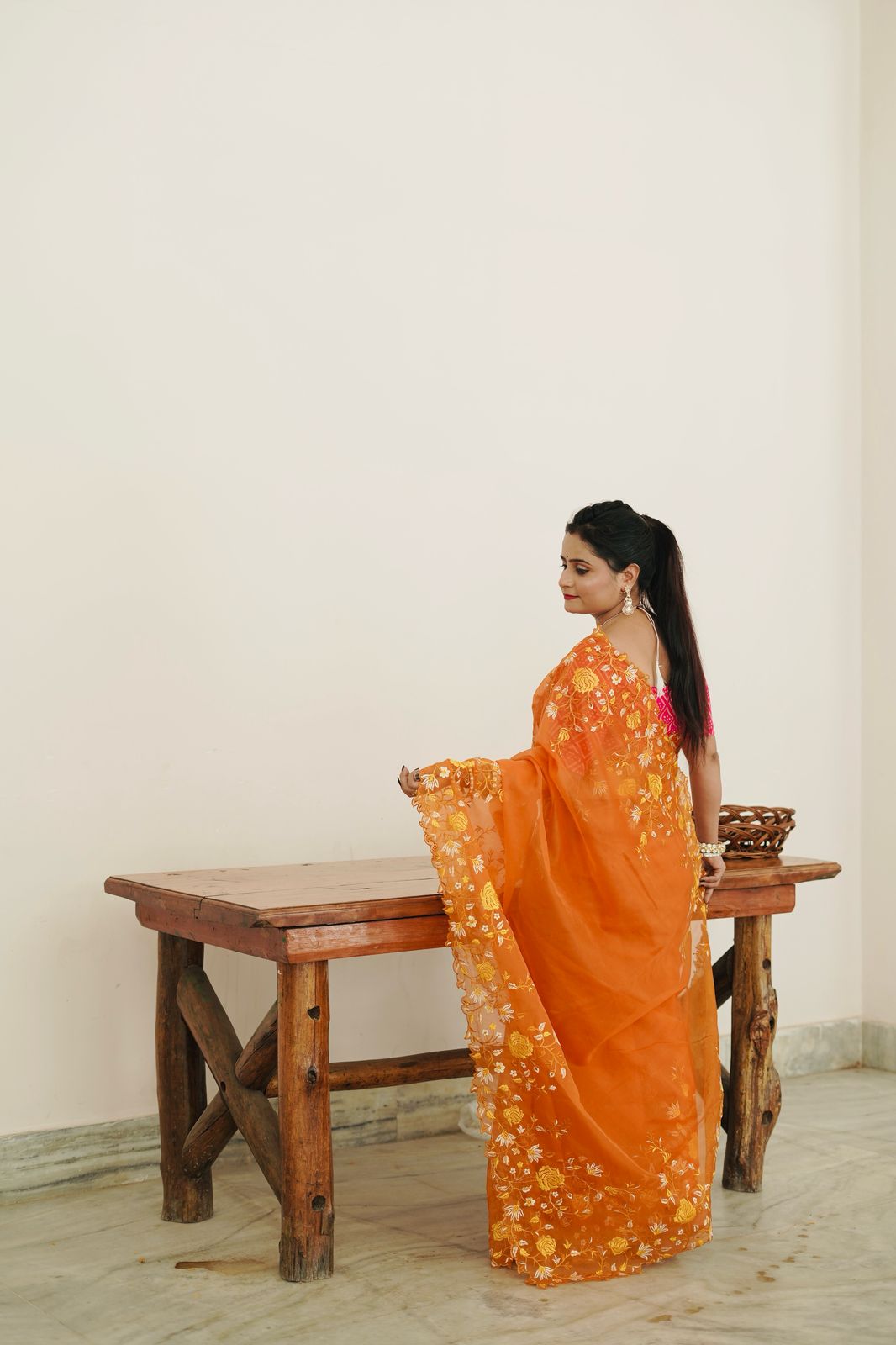 Banarasi  Kora Organza Saree with embroidery