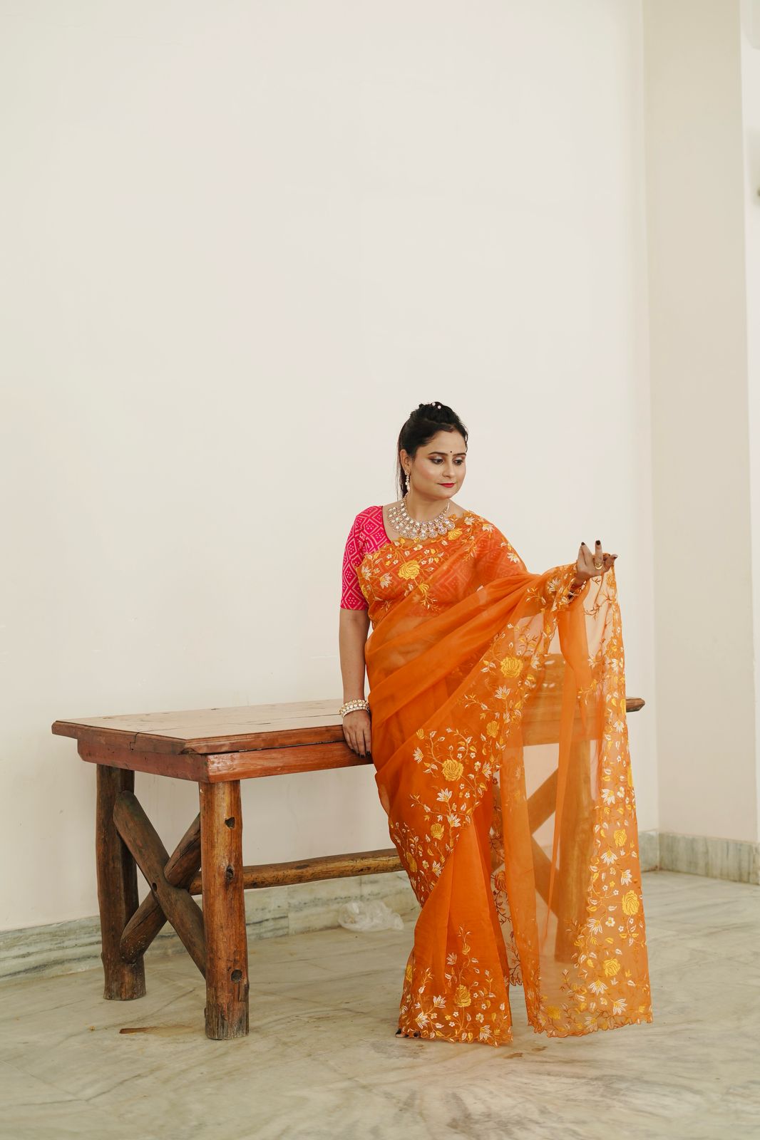 Banarasi  Kora Organza Saree with embroidery