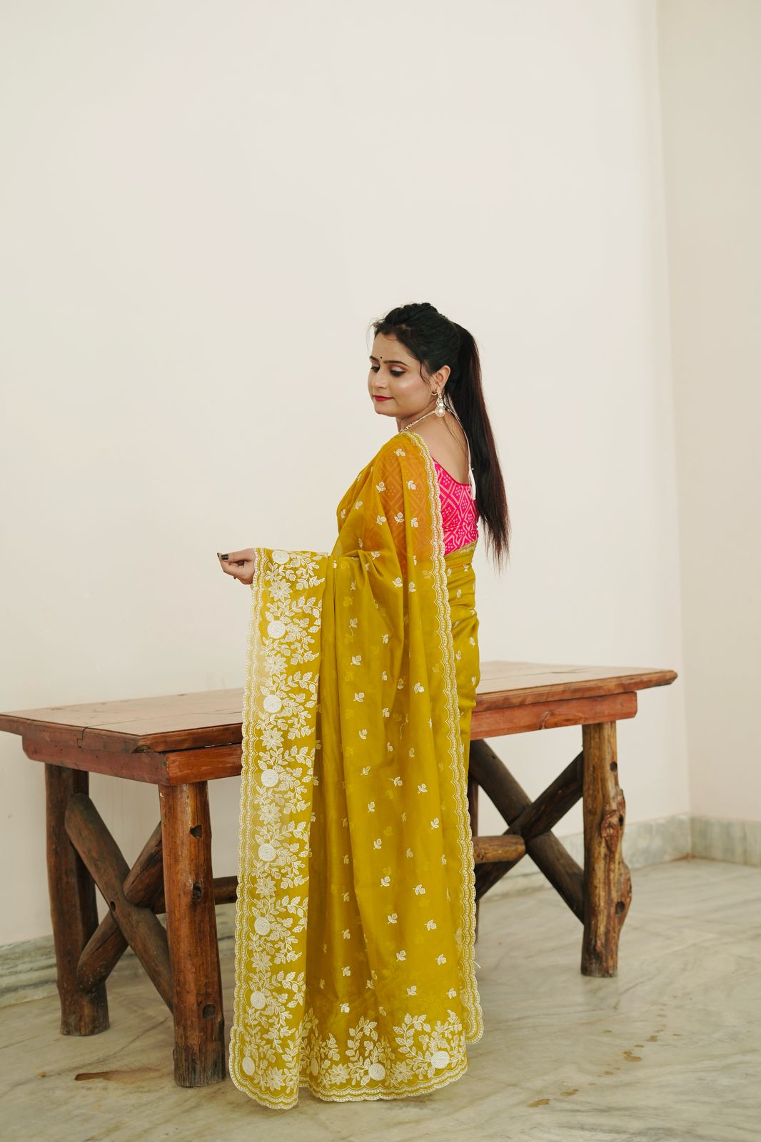Banarasi  Kora Organza Saree with embroidery