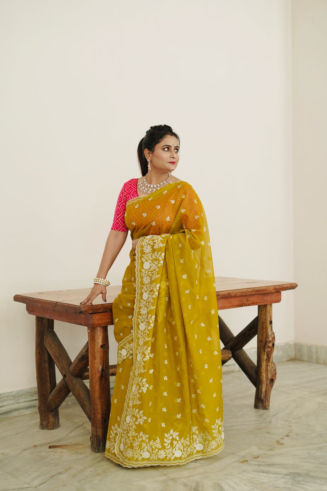 Banarasi  Kora Organza Saree with embroidery