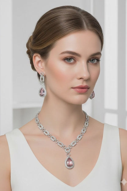 Blush Royale Statement Set — Anti-Tarnish, Premium Shine, Teardrop Elegance