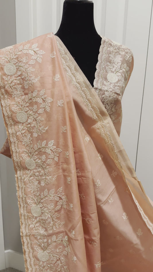 Pure Cotton Embroidered Saree with CutDana