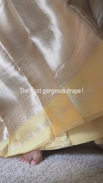Aahana – The Golden Glow | Tissue Brocade Saree with Satin Border