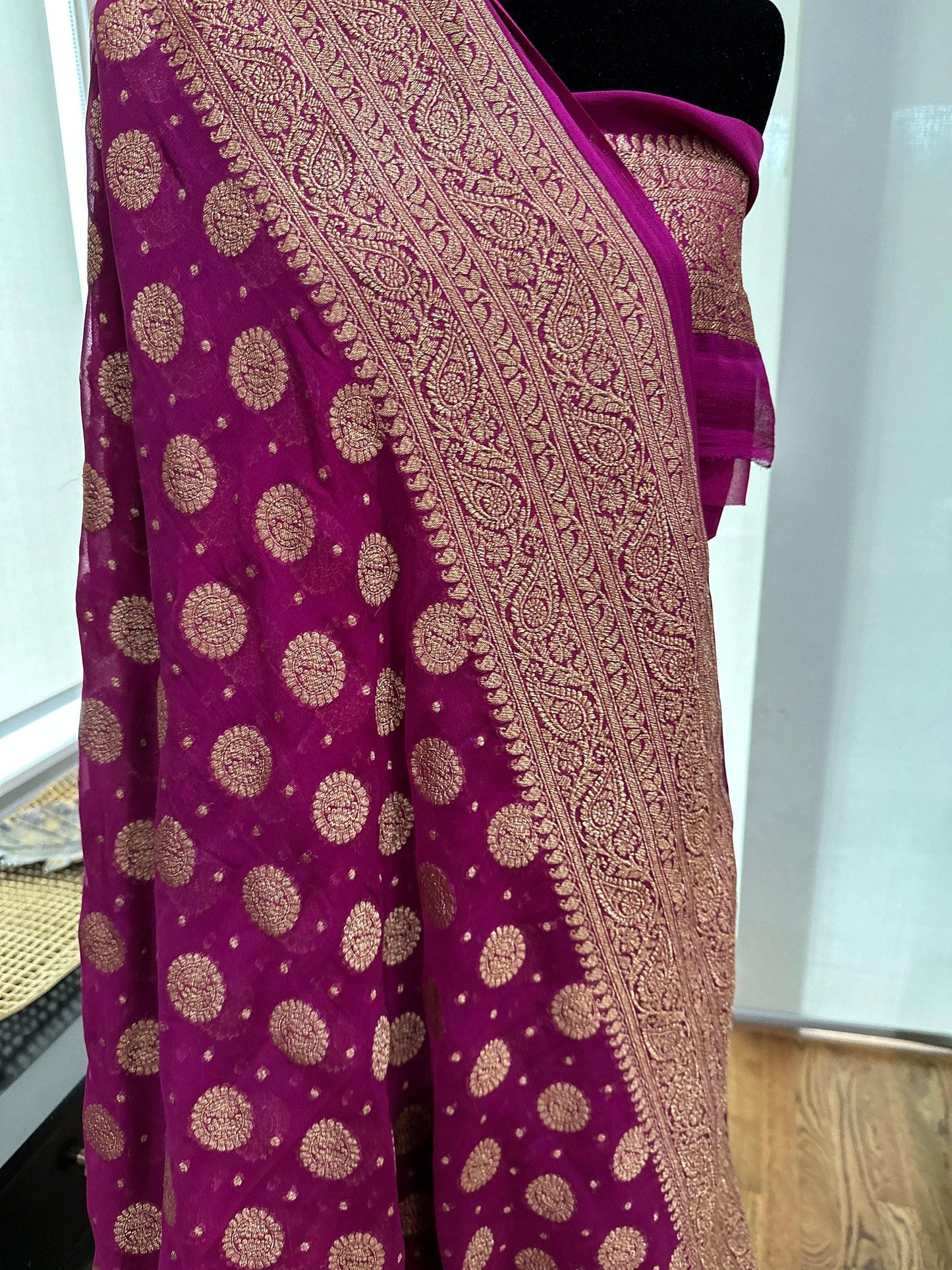 Banarasi Georgette Saree with Zari and Floral Digital Print