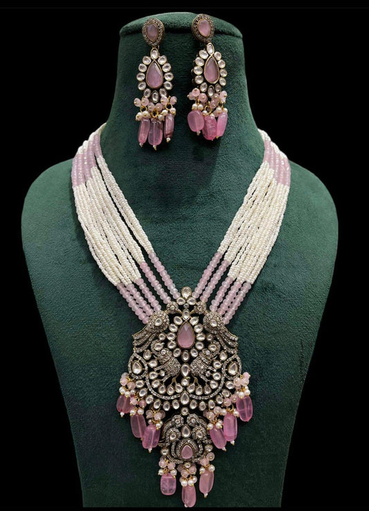 Polki Kundan Moti Jwellery Set with Meenakari on the back - By The Chic Tale