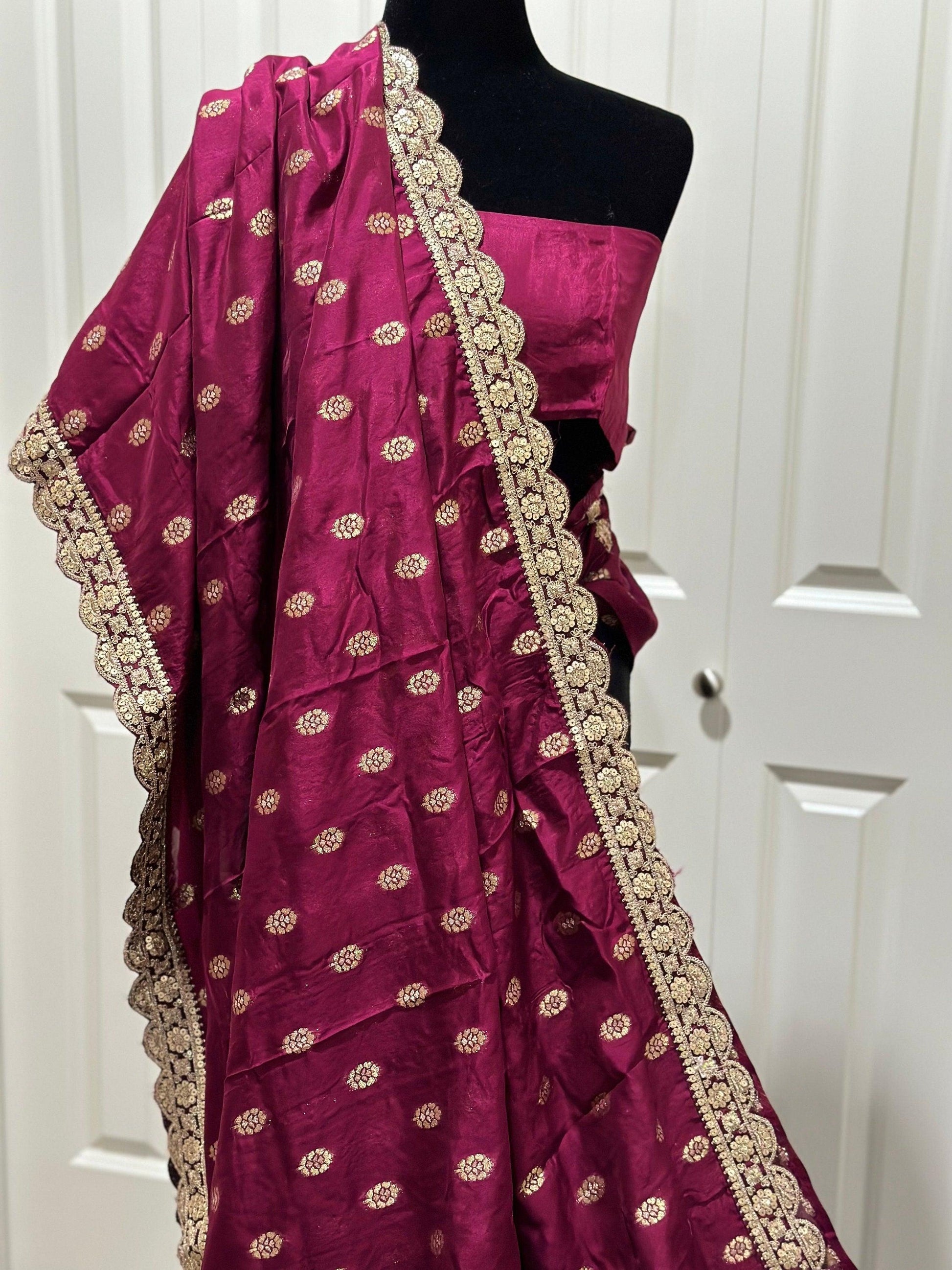 Georgette Designer Saree - Dark Pink