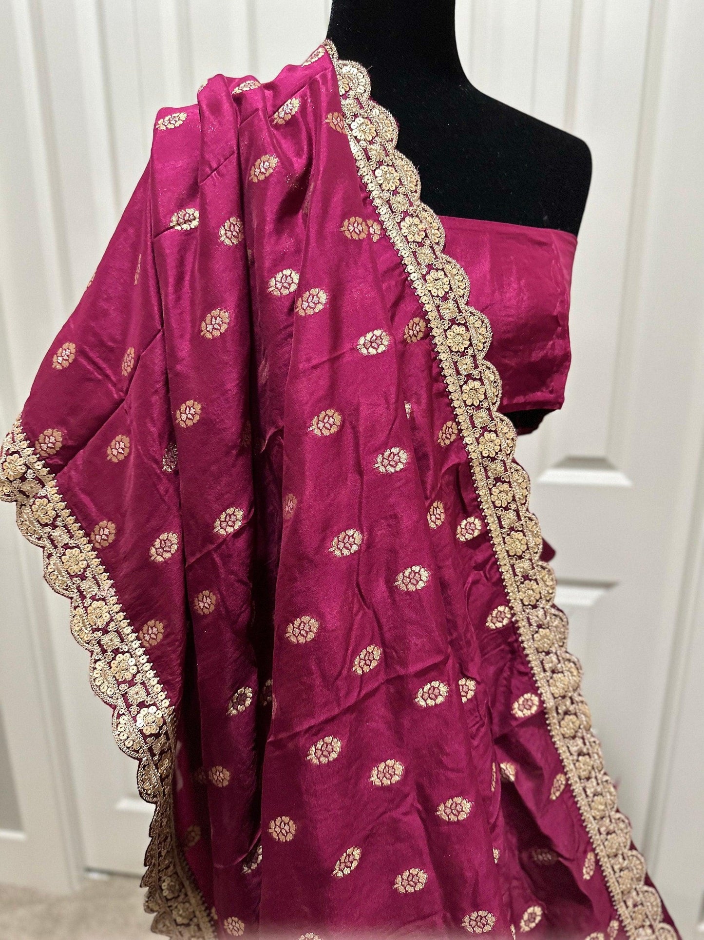 Georgette Designer Saree - Dark Pink