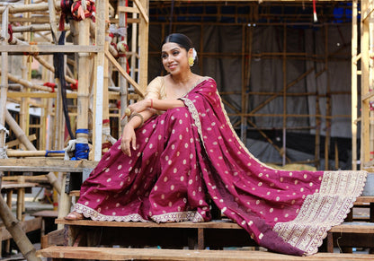 Georgette Designer Saree - Dark Pink