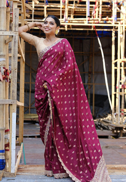 Georgette Designer Saree - Dark Pink