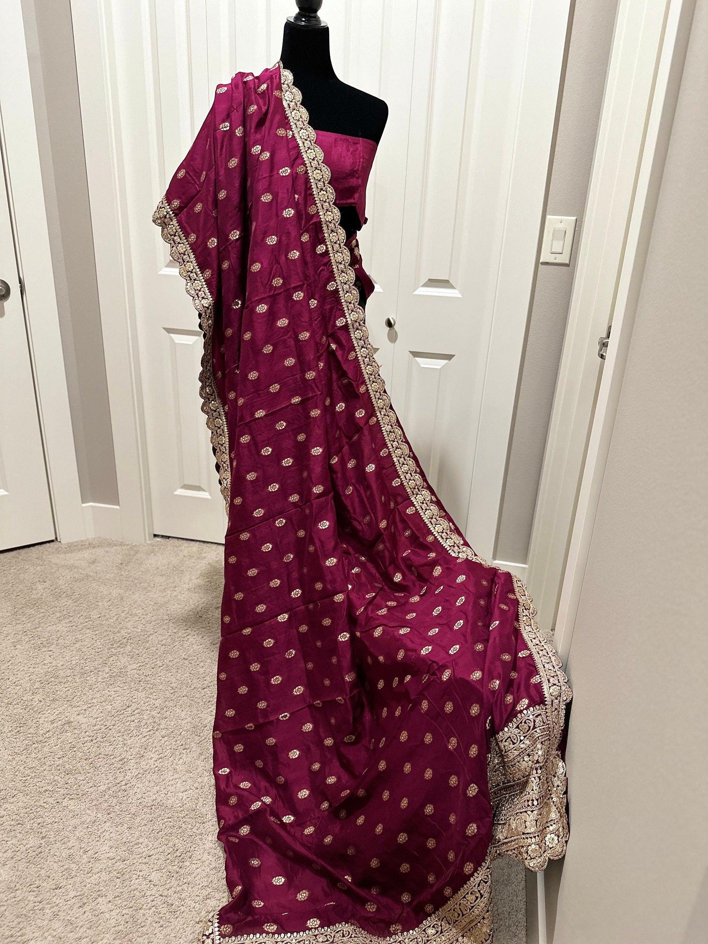 Georgette Designer Saree - Dark Pink
