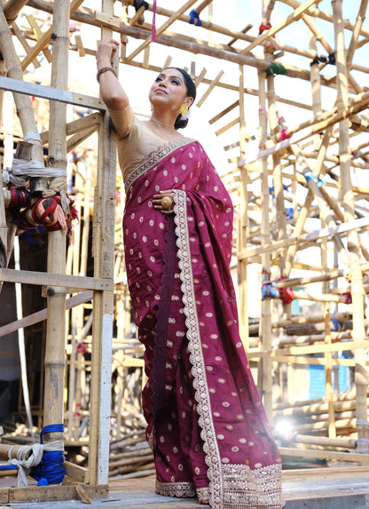 Georgette Designer Saree - Dark Pink
